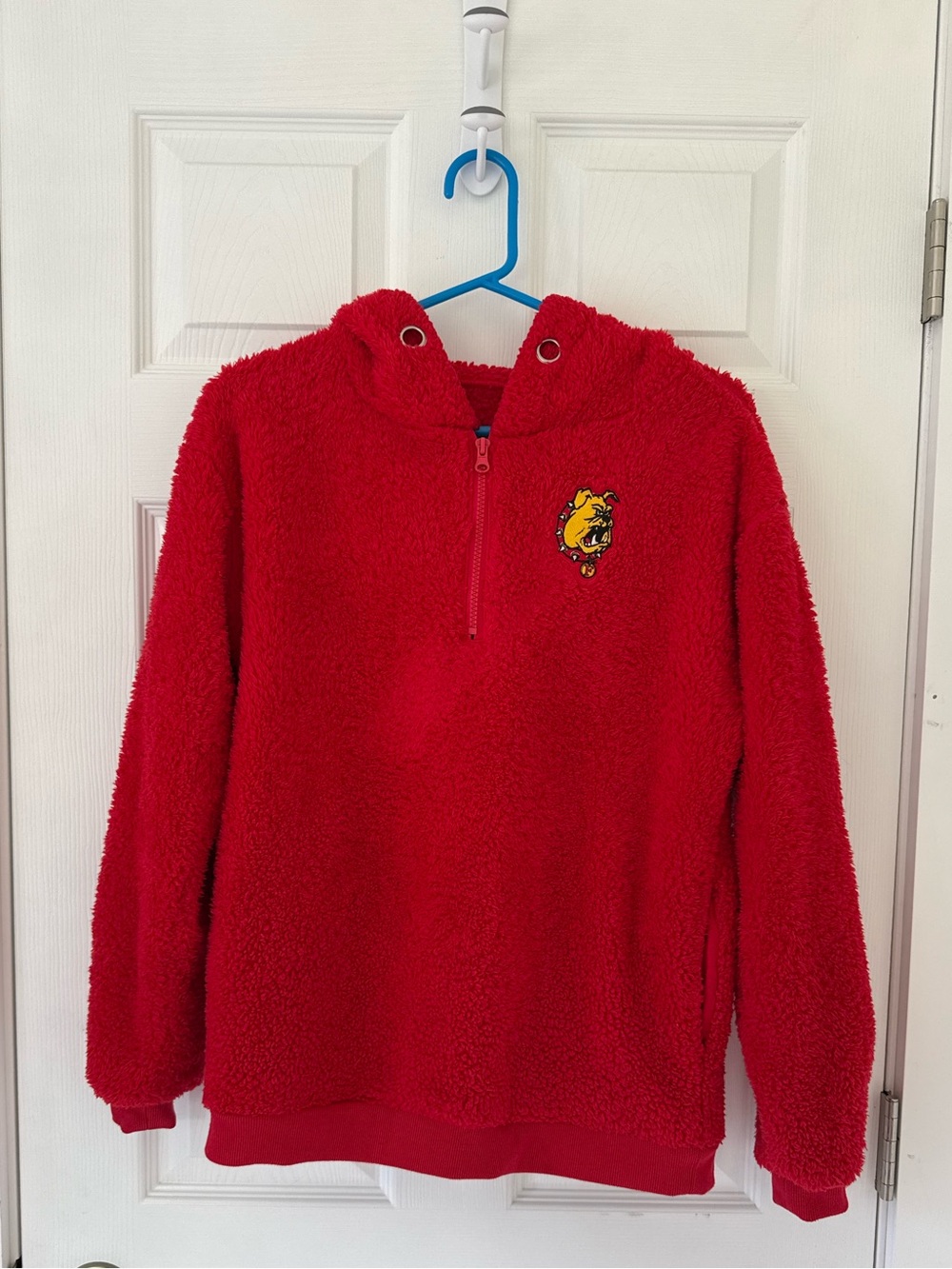 Ferris State University Hooded Sherpa Pullover with Embroidered Bulldog